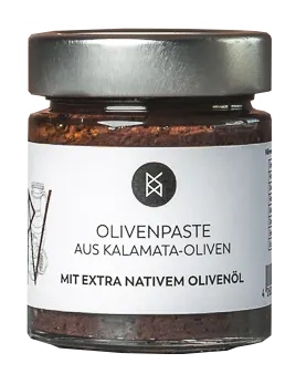 OLIVENPASTE AUS DUNKLEN KALAMATA OLIVEN 140 G